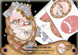 Christmas Pink Snow Church Oval Easel Card Mini Kit