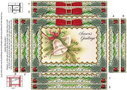 Seasons Greetings Bell Spiral Edge Stacker 7x5in Card Front