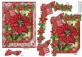 Red Poinsettia Across the Miles 7x5in Fancy Lace Step by Step