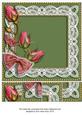 Green Pink Rose Bud Spray 8x8inch Square Card Front
