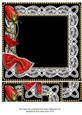 Black Red Single Rose Bud 8x8inch Square Card Front