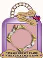 Baby Pink Lemon Ornate Gold Lace Curl Rosebud Frame