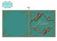 Teal Pink Sister Rose Fancies Square Cut Fold Card