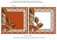 Burnt Orange Rosebud Lace Square Card Front and Frame