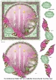 Pink Green Christmas Candles Happy Christmas 6inch Circle Decoupage Topper