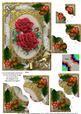 Christmas Roses Holly 7x5inch Scalloped Duo Corner Stacker