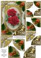 Christmas Roses Holly 7x5in All 4 Corner Stacker Card Front