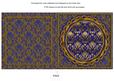 Blue Gold Damask Square Fold Round Scallop Card
