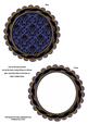 Blue Black Damask Round Scallop Shaped Base and Shaker Frame