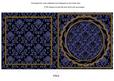Blue Black Damask Square Fold Round Scallop Card