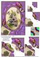 Purple Pansies Butterflies 7x5inch Scalloped Duo Corner Stac