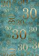 Deep Aqua and Gold 30th Birthday A4 Backing Paper