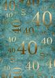 Deep Aqua and Gold 40th Birthday A4 Backing Paper