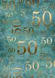 Deep Aqua and Gold 50th Birthday A4 Backing Paper