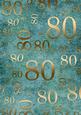 Deep Aqua and Gold 80th Birthday A4 Backing Paper