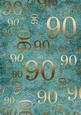Deep Aqua and Gold 90th Birthday A4 Backing Paper