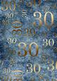 Deep Blue and Gold 30th Birthday A4 Backing Paper
