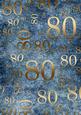 Deep Blue and Gold 80th Birthday A4 Backing Paper