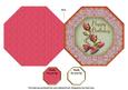 Pink Green Roses Birthday Octagon Lace Picture Fold Card