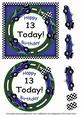 Blue Racing Car 13 Today! Decoupage 3D Ring Sheet