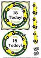 Yellow Racing Car 18 Today Decoupage 3D Ring Sheet