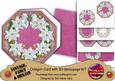 White Poinsettia Cerise Lace Octagon Decoupage Card Kit