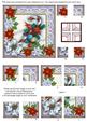 Christmas Candycane Poinsettia 5in Quad Corner Stacker