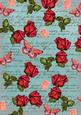 Dusky Teal Rose Vintage Stamp A4 Backing Paper