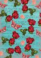 Teal Rose Vintage Stamp A4 Backing Paper