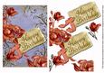 Peach Roses Blue Happy Birthday Tag Step by Step Sheet