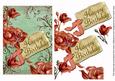 Peach Roses Mid Green Happy Birthday Tag Step by Step Sheet
