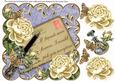 Cream Roses Blue If Friends 8in Scallop Decoupage Topper
