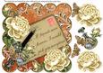 Cream Roses Burnt If Friends 8in Scallop Decoupage Topper