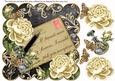 Cream Roses Black If Friends 8in Scallop Decoupage Topper