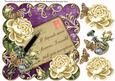 Cream Roses Dpurple If Friends 8in Scallop Decoupage Topper