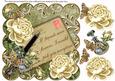 Cream Roses Olive If Friends 8in Scallop Decoupage Topper
