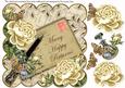 Cream Roses Happy Returns 8in Scallop Decoupage Topper