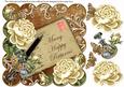 Cream Roses Vtea Happy Returns 8in Scallop Decoupage Topper