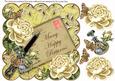 Cream Roses Lemon Happy Returns 8in Scallop Decoupage Topper