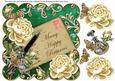 Cream Roses Dgreen Happy Returns 8in Decoupage Topper
