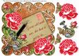Cerise Roses Burnt Grow Old 8in Scallop Decoupage Topper