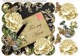 Cream Roses Black for My Mam 8in Decoupage Topper