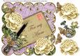Cream Roses Lilac for My Mam 8in Decoupage Topper