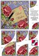 Deep Pink Roses Blue Best Wishes 6in Duo Corner Stacker