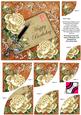 Cream Roses Burnt Happy Birthday 6in Duo Corner Stacker