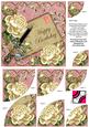 Cream Roses Pink Happy Birthday 6in Duo Corner Stacker