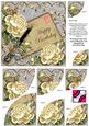 Cream Roses Silver Happy Birthday 6in Duo Corner Stacker