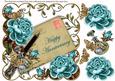 Teal Rose Happy Anniversary Ink Saver 8in Decoupage Topper