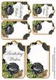 Black Roses Birthday Wishes Sentiment Ink Saver Tag Sheet