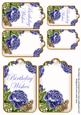 Blue Roses Birthday Wishes Sentiment Ink Saver Tag Sheet